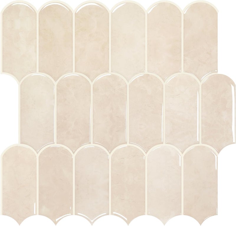 Vamos Tile Upgraded Thicker Design Peel and Stick Backsplash Tile, 10-Sheet Pinkish Beige Marble with Beige Grout Self Adhesive Vinyl Wall Tiles, Stick on Backsplash for Kitchen, Bathroom,RV,Pantry - Image 1